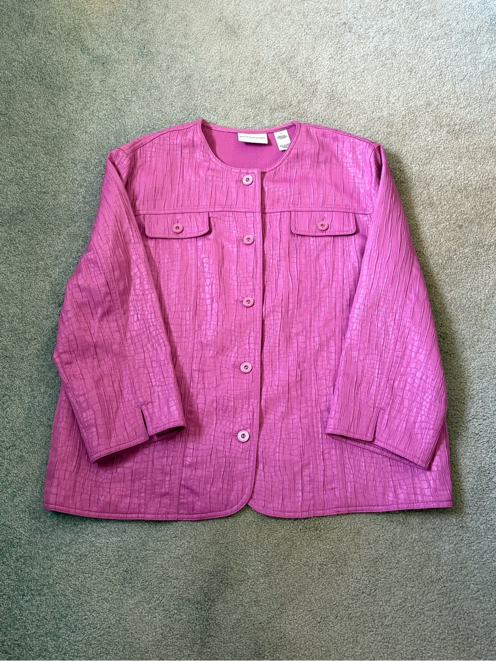 Alfred Dunner Women’s Size 16 Purple Blazer Jacket Button Closure collarless